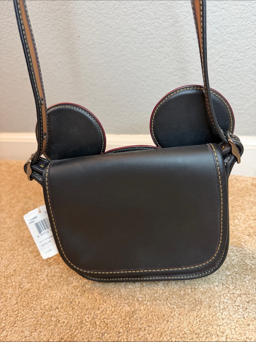 Coach x Disney Mickey Mouse Ears Patricia Leather Saddle Bag Crossbody Bag NEW - Picture 6 of 13